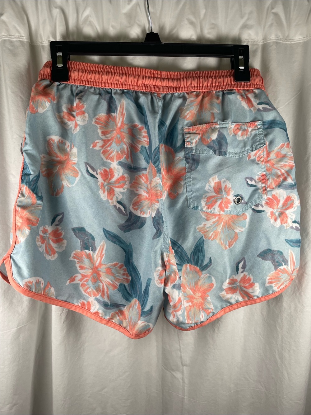 MaaMgic Men's Floral Swim Trunks [Small  Size] Light Blue & Peach Quick Dry - Picture 5 of 12